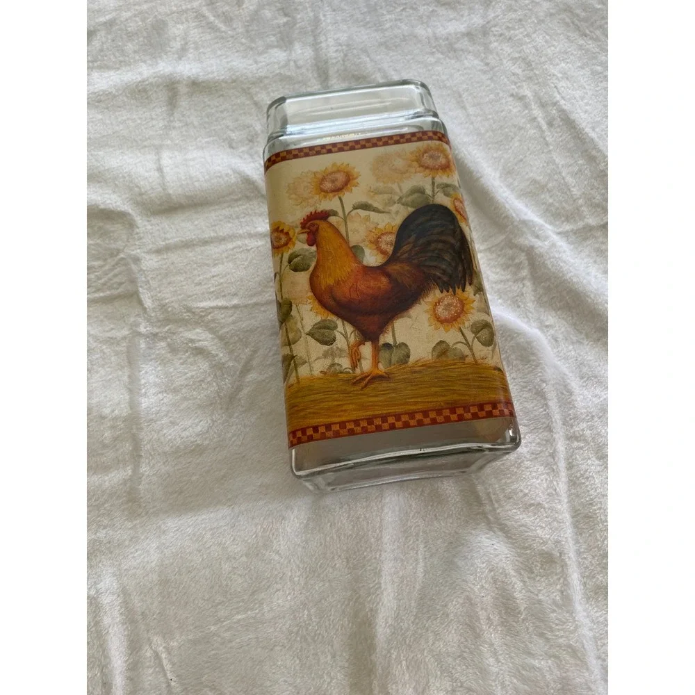 Vintage Rooster Glass Canister Set Unisex OS Multicolor Farmhouse Kitchen Decor